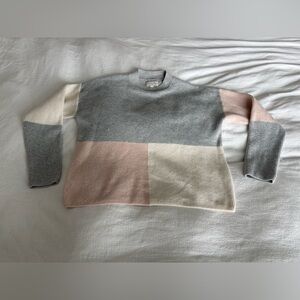 Lucky Brand Women's ColorBlock Crewneck Sweater - Gray, Pink, Cream. Small.